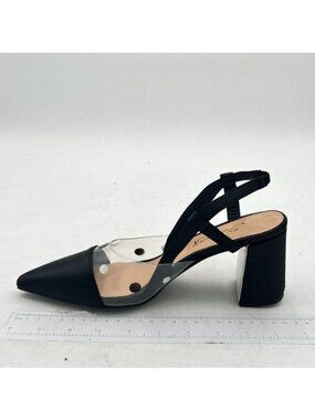 FOWT Women Cap Toe Slingback Pumps Clear Low Chunky Heels Slip On Closed Toe